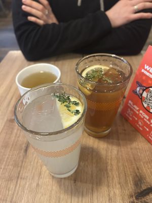 Yuzu lemonade was amazing! (The one infront)  at Umamido - Honest Ramen in Brussels