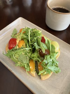 Avocado Toast from the breakfast menu (labeled vegan). Nice citrusy taste with the perfect amount of sprinkled salt flakes    at Prairie Kitchen & Bar in Minneapolis