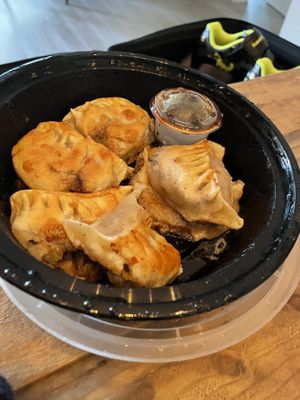 Pan fried dumplings  at The Original Buddha Bodai - Kosher Vegetarian Restaurant in New York City