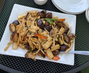 Mushroom dish at The Original Buddha Bodai - Kosher Vegetarian Restaurant in New York City