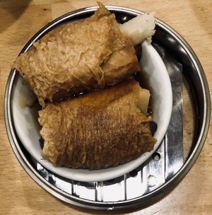 Tofu braised soybean skin with vegetables  at The Original Buddha Bodai - Kosher Vegetarian Restaurant in New York City