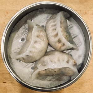 Steamed dumplings  at The Original Buddha Bodai - Kosher Vegetarian Restaurant in New York City