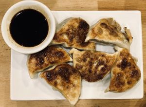 Pan-fried dumplings at The Original Buddha Bodai - Kosher Vegetarian Restaurant in New York City