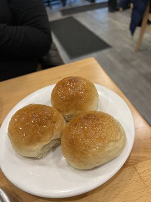 Pork buns, baked at The Original Buddha Bodai - Kosher Vegetarian Restaurant in New York City