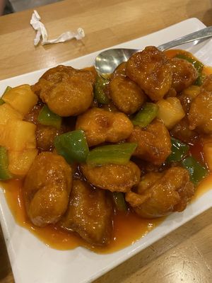 Sweet & sour chicken  at The Original Buddha Bodai - Kosher Vegetarian Restaurant in New York City