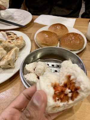 Steamed Bun interior   at The Original Buddha Bodai - Kosher Vegetarian Restaurant in New York City