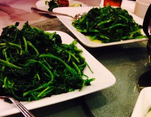 Watercress to feed an entire table at The Original Buddha Bodai - Kosher Vegetarian Restaurant in New York City
