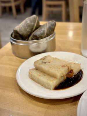 Pan-Fried Turnip Cakes  at The Original Buddha Bodai - Kosher Vegetarian Restaurant in New York City