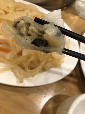 Dim sum appetizer (10 pcs) - bbq meat buns(2) , shu mai(2), Cantonese dumplings (2), shrimp dumplings(2), watercress dumplings (2)  at The Original Buddha Bodai - Kosher Vegetarian Restaurant in New York City