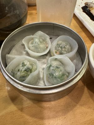Watercress dumplings  at The Original Buddha Bodai - Kosher Vegetarian Restaurant in New York City