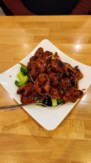 Orange chicken at The Original Buddha Bodai - Kosher Vegetarian Restaurant in New York City