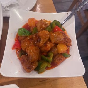 sweet and sour chicken  at The Original Buddha Bodai - Kosher Vegetarian Restaurant in New York City
