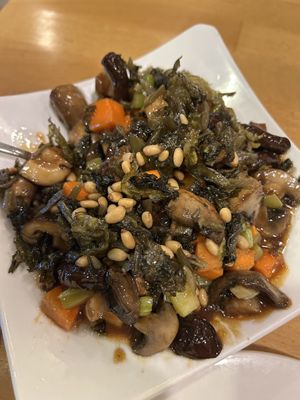 Mushroom seaweed pine nuts   at The Original Buddha Bodai - Kosher Vegetarian Restaurant in New York City