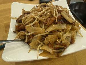 Ho fun noddles with barbecue faux meat   at The Original Buddha Bodai - Kosher Vegetarian Restaurant in New York City