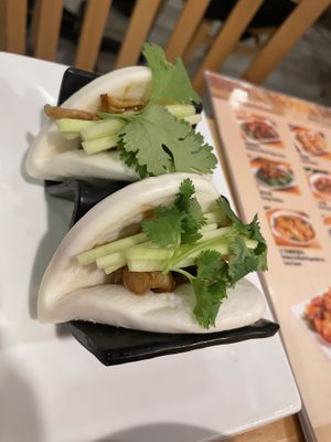Beaded beech mushroom bao buns (2)  at The Original Buddha Bodai - Kosher Vegetarian Restaurant in New York City