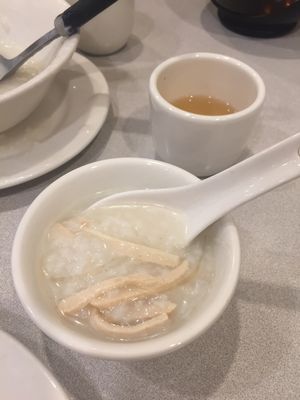 “shark fin” congee at The Original Buddha Bodai - Kosher Vegetarian Restaurant in New York City
