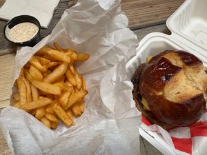 Sorry this photo isn't better. Delicious fries, burger, and a side of ranch. at Planted Vibes in Milwaukee