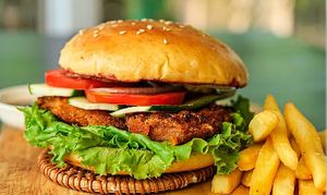 Black Bean Burger at Manna Kitchen in Battambang