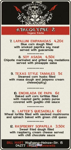 menu at Atacolypse2 in Leipzig