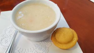 Cauliflower small soup at A Votre Sante in West Los Angeles