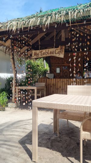 Super cute with the shells at My Tablea Cafe in Cebu