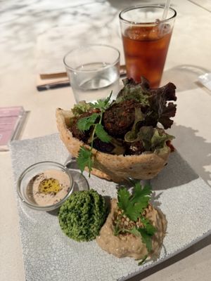 The falafel sandwich with vegan tahini and hummus. It looks small, but it was very filling.  at plant more in Tokyo