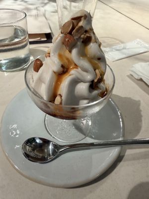 Vegan vanilla soft serve! Very delicious. Unfortunately, we watched it sit on the counter for 5 minutes before they brought it out to us.  at plant more in Tokyo