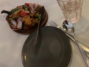 Sizzling tofu with broccoli at The Corner in New York City