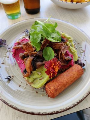 Vegan tostada at Flamingo's in Lanzarote
