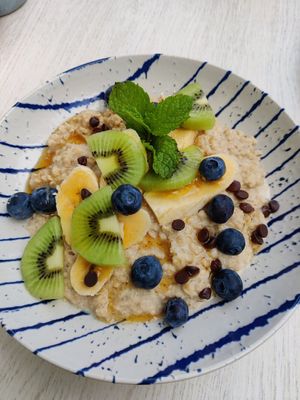 Porridge with soy milk at Flamingo's in Lanzarote