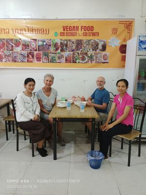 Our customers at White Lotus Vegetarian Restaurant in Vientiane