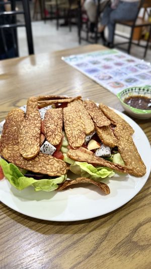 Tempeh salad #Veganuary at White Lotus Vegetarian Restaurant in Vientiane