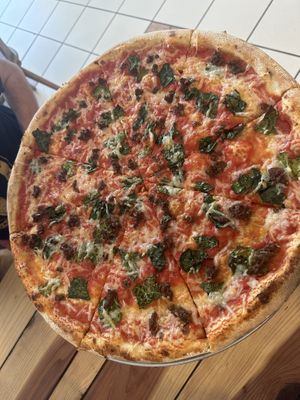 Kale and Sausage vegan  at Back Bench Pizza in Ventura