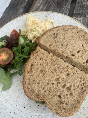 Vegan cheese and tomato sandwich (vegan coleslaw)  at Sizergh Castle in Kendal