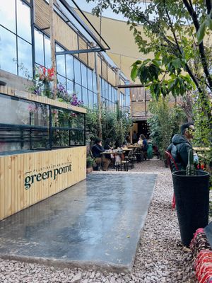 Indoor dining area, but it feels like outside  at Green Point in Cusco