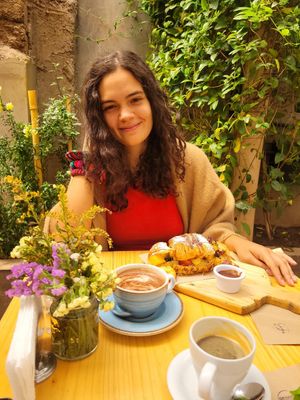 a happy vegan at Green Point in Cusco