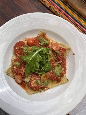 sweet potato ravioli   at Green Point in Cusco