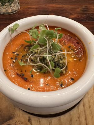 Tomato soup  at Green Point in Cusco