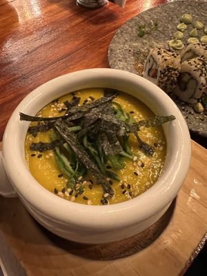 Pumpkin soup  at Green Point in Cusco