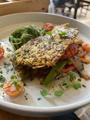 Breakfast hash   at Green Point in Cusco