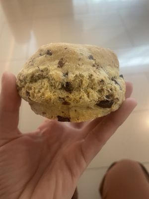 Choc chip scone  at Green Point in Cusco