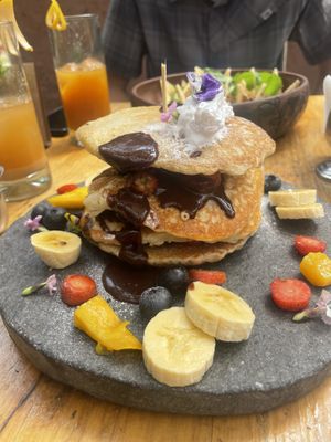 Banana pancakes  at Green Point in Cusco