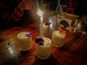 Vegan Pisco sour at Green Point in Cusco