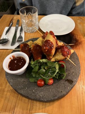 Vegan samosas  at Green Point in Cusco