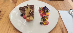 Cheesecake brownie at Green Point in Cusco