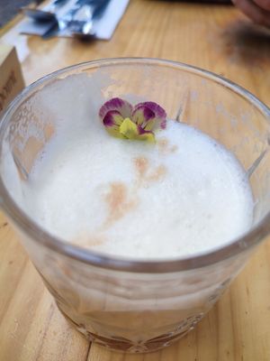 Vegan pisco sour at Green Point in Cusco