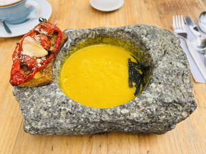Pumpkin soup  at Green Point in Cusco