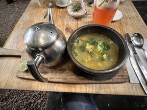 Quinoa soup  at Green Point in Cusco