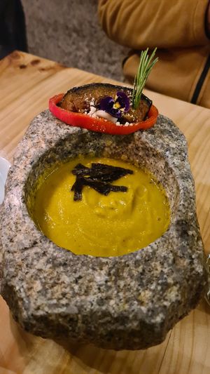 Pumpkin soup at Green Point in Cusco