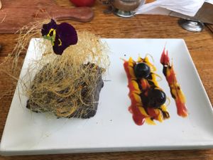 chocolate brownie at Green Point in Cusco